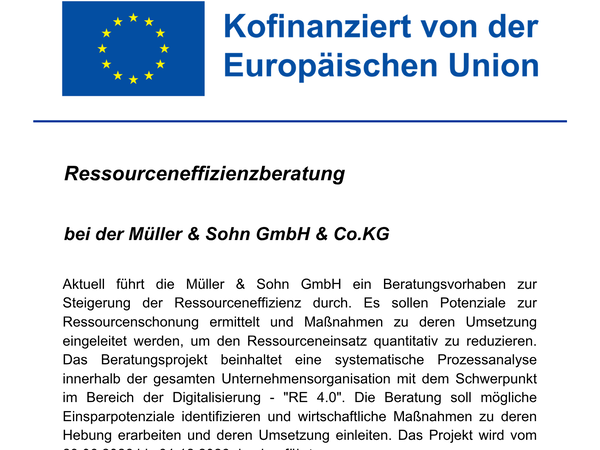 Ressourcen- effizienzberatung bei der Müller & Sohn GmbH & Co.KG